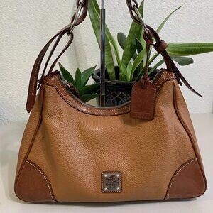 Dooney Bourke Orange Pebbled Leather Harrison Hobo Shoulder Bag w/luggage tag